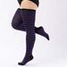 Black White Striped Long Socks Plus Size Elastic Over Knee Thigh High Stockings Autumn Winter Leg Warmers For Oversized_vogvips.com