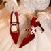 French High-End C735-1 Style Bridal High Heel Single Strap Shallow Mary Jane Wedding Shoes Size 32-43_vogvips.com