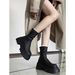 Short Thick Sole Stretch Spring New Slim Versatile Slimming Pile Petite Women's Boots_vogvips.com
