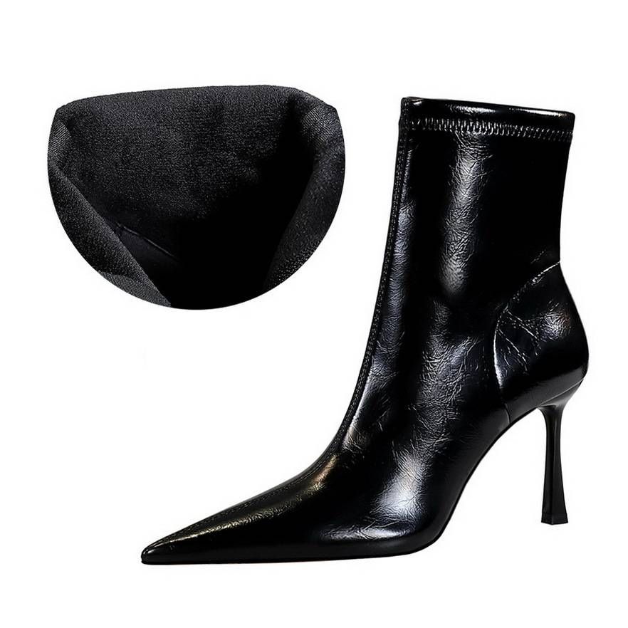 Women's Shoes Fashion Banquet Women's Boots Short Stiletto Heel Super High Heel Pointed Toe Winter Side Zipper Short Boots_vogvips.com