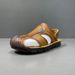 Summer New Sandals Top Layer Beach Casual Leather Cowhide Soft Sole Stitching Toe Cap Men's Shoes_vogvips.com