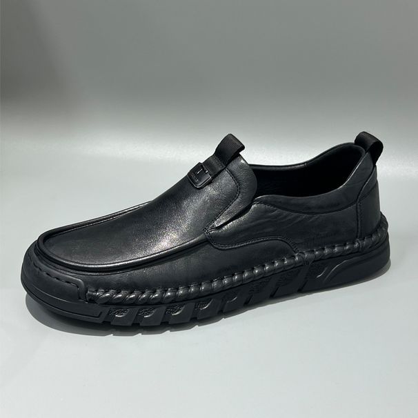 Genuine Leather Sole Loafers Wide Toe Casual Slip-On Soft Cowhide Comfortable Driving Handmade Men's Shoes_vogvips.com
