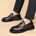 New Men's Leather Slip-On Business Wedding Interview No-Tie Thick Sole British Casual Shoes_vogvips.com