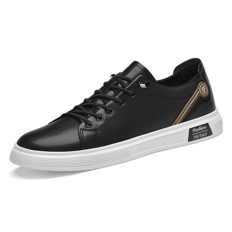 Men's Casual Shoes Large Size Round Head Low-top Single Shoes Trendy Leather White Shoes Board Shoes_vogvips.com