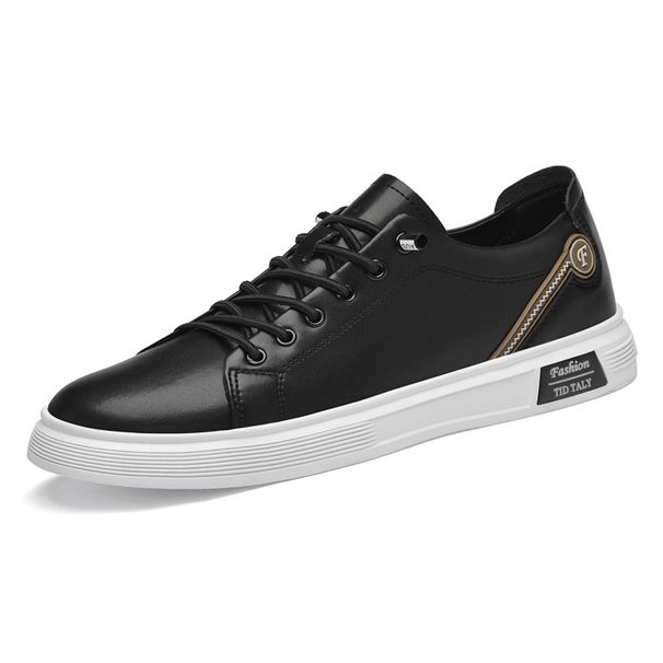 Men's Casual Shoes Large Size Round Head Low-top Single Shoes Trendy Leather White Shoes Board Shoes_vogvips.com