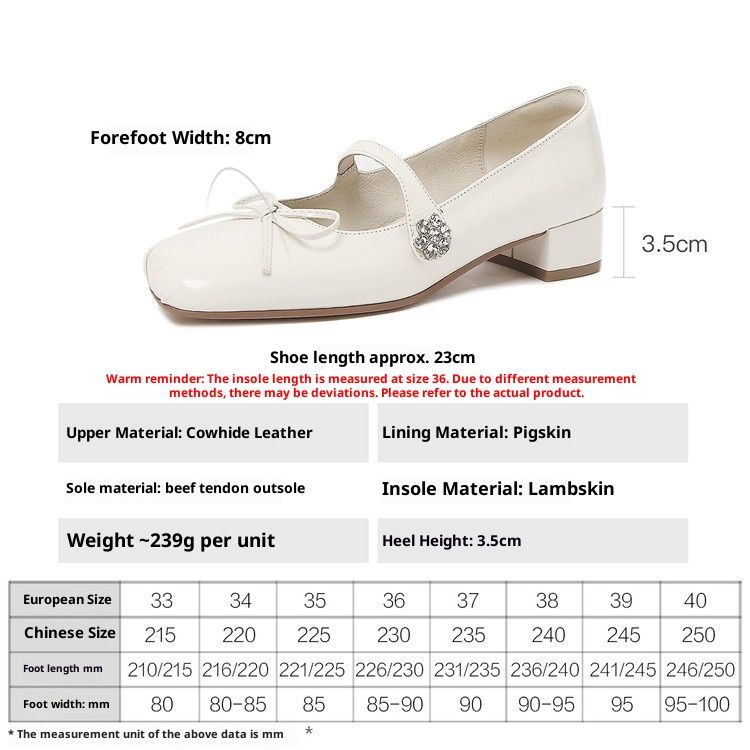Cameido Women's Mary Jane Shoes With Bow Round Toe Wrinkled Design Full Leather Spring 2026 Chunky Heel_vogvips.com