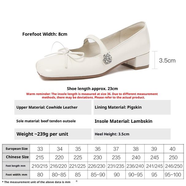 Cameido Women's Mary Jane Shoes With Bow Round Toe Wrinkled Design Full Leather Spring 2026 Chunky Heel_vogvips.com