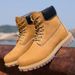 High-top Tooling Rhubarb Boots Waterproo Men And Women With Martin Boots Top Layer Couple Shoes_vogvips.com