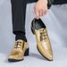 New Fashion Men's High Heel Pointed Toe Golden Business Leather Shoes Lace-up Nightclub Fashion Show Trend European And American Men's Shoes_vogvips.com