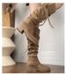 2025 New Retro Wasteland Style Fringed Rider Boots, Thick Heel But Not To The Knee, Long Boots, Slim-fitting, Piled Mid-calf Boots For Women_vogvips.com