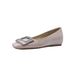 Cameido Crystal Square Buckle Flats For Women Patent Leather Elevator Shoes One Step Shallow Mouth Commuting Shoes_vogvips.com