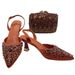 Shoe Bag Set Combination Fish Mouth Sandals Wedding Shoes + Hand Grab Bag Silk Leather Mosaic_vogvips.com