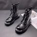Martin Boots, Men's Platform Winter Fleece, British Style Mid-top Sleeve Fashion Boots, Inner Heightened Soft Leather Chelsea Boots_vogvips.com
