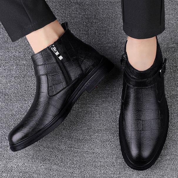 European Warm Series First Layer Cowhide Martin Men's Autumn Winter New British Style Mid-High Top Shoes With Fleece Cotton Genuine Leather_vogvips.com