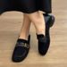 2026 Spring New Vintage Style Round-Toe Flat Loafers For Women, Versatile And Comfortable Suede Woven Slip-On Women's_vogvips.com
