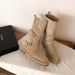 088 Post-Apocalyptic Style Early Autumn Brown Two-Way Foldable Martin Women New Short Western Mid-Calf Ankle Boots_vogvips.com