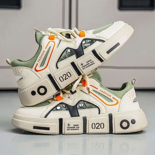 Jieming Cross Border Large Size Popular Frame Casual Men's Shoes 61853 Green Rice Orange_vogvips.com