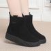 Women's Winter Soft Leather Cotton Shoes, Snow Boots, Flat Bottomed Non Slip Cotton Boots, Comfortable And Plush, Thick Wool, Thick Soled Short Boots_vogvips.com
