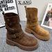 Cowhide Version Wasteland Martin Boots Women's Boots 2025 Autumn New Thick-soled Heightening Short Boots Western Cowboy Boots_vogvips.com