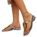 Women's Chunky Flip-Flops Summer Beach Sandals With Metal Buckle Indoor Slip-On Slippers_vogvips.com