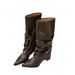 Miting 2026 Autumn/Winter New Style Knee-High With Thick Heel, Rivets, And Belt Buckle, Pointed Toe High Boots For Women_vogvips.com