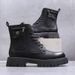 Men's Round Toe High Top Zippered Boots Yellow Genuine Leather Thick Soled Height Increasing British Style Workwear Motorcycle Boots_vogvips.com