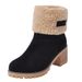 Women's Winter Boots Mid Calf Faux Fur Lined Slip Resistant Chunky Heel Snow Boots For Women Fashion Round Toe Side Zipper_vogvips.com