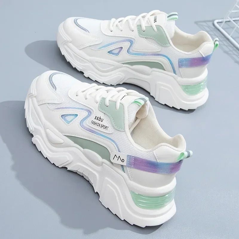 Platform Flat Woman Green Casual Trainers Ladies Chunky Sneakers Women Shoes_vogvips.com