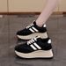 Women's Chunky White Sneakers - Breathable Platform Casual Shoes With EVA Insole For Spring Summer Fall (Black, Beige Red, Beige Black)_vogvips.com