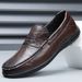 Spring Summer New Shoes With Soles Soft Surfaces, Breathable And Comfortable Casual Men's Genuine Leather Bean Shoes,_vogvips.com