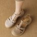 Retro Round-Toe Hollowed-Out Closed-Toe Sandals For Women 2024 Summer New Wear-Resistant Mid-Heel Soft Sole Thick-Soled_vogvips.com