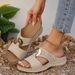 New Large Summer Slope Heel Cross Solid Color Car Seam Thick Bottom Middle Aged Mom Shoes_vogvips.com