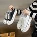 New Canvas Women's Black White Casual Woman Vulcanize Sneakers Comfortable Sport Walking Platform Flats Shoes 221_vogvips.com