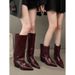 Women's Western Style Knee High Boots With Chunky Heel And Pointed Toe Classic Cowboy Boots For All-Day Comfort Boots, Fashion Boots._vogvips.com