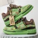Mens Retro Durable Green Skate Shoes With Brown Trim And Allover Print_vogvips.com