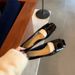 In-stock Sheepskin Version~Square Buckle Commuting Chunky Heel Square Toe Elegant High-heeled Women's Genuine Leather_vogvips.com