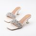 Women's Shoes Summer New Arrival Square Toe Woven Rhinestone One Shot Sandals Stiletto Heels High Heels Versatile Black Outdoor Sandals_vogvips.com