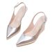 Cross-border Foreign Trade Thick-soled Pointed-toe Versatile And Fresh Style, Closed-toe Women's Shoes, Silver Wedge_vogvips.com