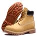 Men's Genuine Leather Work Boots - Classic High-Top Martin Boots With Round Toe, Chunky Heel & Lace-Up Design For Casual & Outdoor Wear_vogvips.com