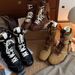 Vintage Matte Niche Martin Boots Lace-up Boxing Boots Round Boots Women's Versatile Mid-range Western Boots_vogvips.com