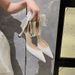 Women's French Style Elegant High Heels Pointed Toe Hollow Pearl Chain Bow Stiletto Pumps White Wedding Shoes Chunky Heel Plus Size_vogvips.com