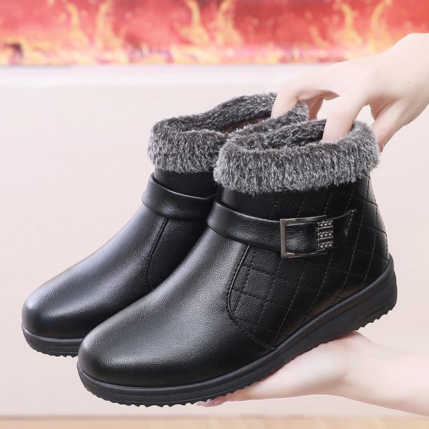 Women's 2023 New Cotton Shoes Women Winter Fleece Lined Thickened Snow Wear-resistant Non-slip Thick Sole Middle-aged_vogvips.com