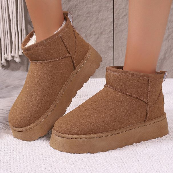 SHLIANG Thick Plush Platform Snow Boots Women Winter Keep Warm Fur Cotton Shoes Woman Suede Slip-On Ankle Botas Padded Shoes Y0074_vogvips.com