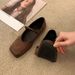 Soft-soled French Flat-soled Mary Jane Shoes Retro Square Head Shallow Mouth Single Shoes With Skirt Evening Shoes_vogvips.com