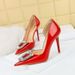 638-K30 European And American Style Banquet Women's Shallow Mouth Pointed Toe Side Hollow Rhinestone Buckle Single_vogvips.com
