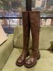 Washed Cowhide ~ Grape Mom Same Style Genuine Leather Chunky Heel Over-the-Knee For Women Thick Sole Slimming Long Tube_vogvips.com