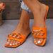 New Line Metal Chain Women's Slippers Flat Flat Square Head Sandals_vogvips.com