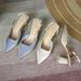 Fuhao Women's Single Shoes Spring 2022 Satin Thick Heel High Heels Metal Strap Round Toe Ladies Sandals_vogvips.com