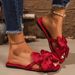 Cross-border Foreign Trade Versatile Slip-on Flat For Women, 2026 New Model, Solid Color Bowknot Fashion Beach Sandals_vogvips.com