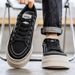 Men's Platform Corduroy Sneakers Breathable Non Slip Lace Up Casual Skate Shoes_vogvips.com